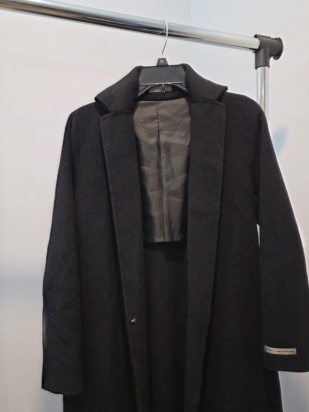 Paco Rabanne Black Women Wool-Blend Belted Coat - Picture 12 of 14